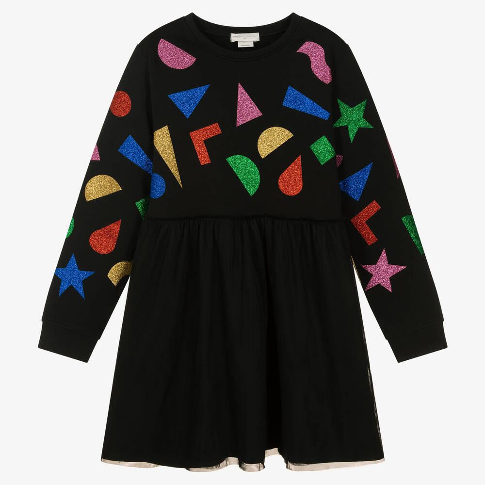 Stella McCartney Kids-Teen Girls Black Glitter Shapes Dress | Childrensalon Outlet