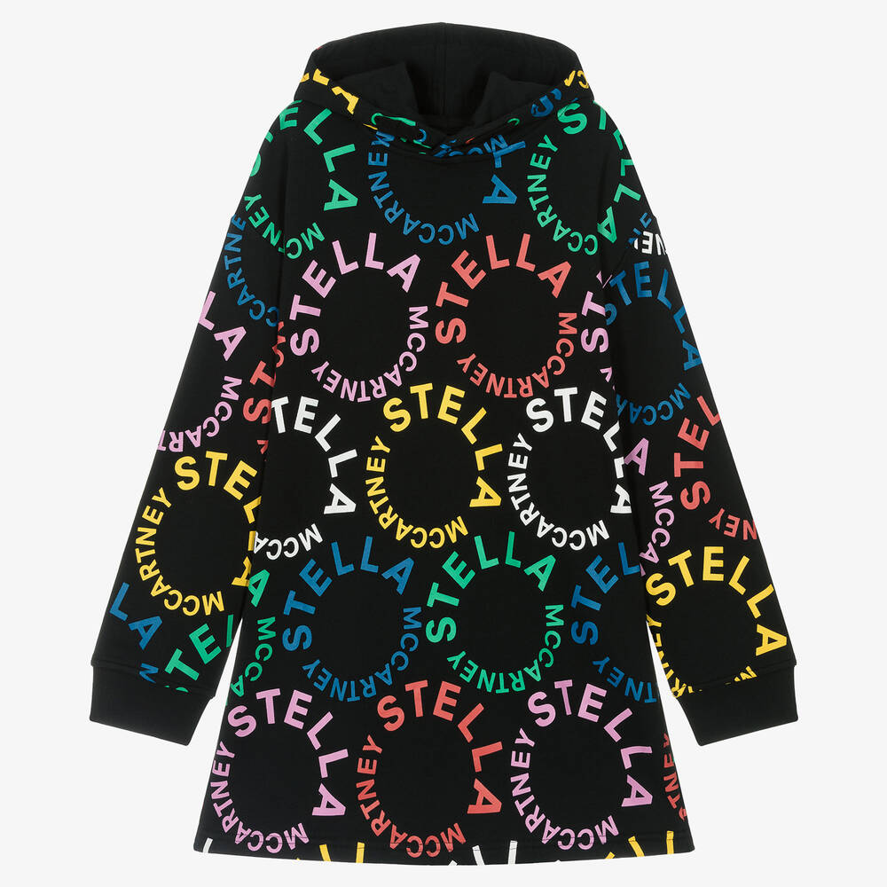 Stella McCartney Kids - Черное хлопковое платье с капюшоном | Childrensalon
