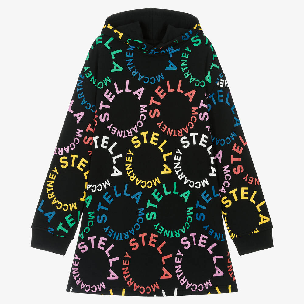 Stella McCartney Kids - Schwarzes Baumwoll-Kapuzenkleid | Childrensalon