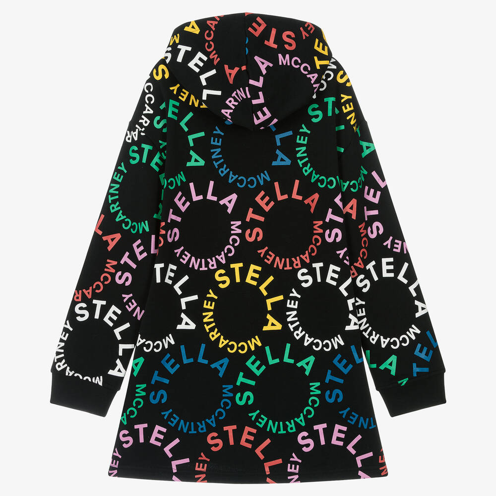 Stella McCartney Kids-فستان هودي قطن عضوي لون أسود تينز بناتي | Childrensalon Outlet