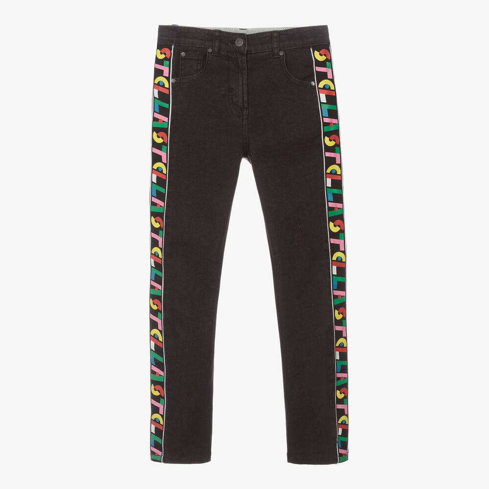 Stella McCartney Kids - Teen Girls Black Logo Tape Jeans | Childrensalon