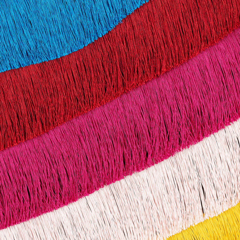 Stella McCartney Kids-Черно-розовое атласное платье с бахромой | Childrensalon Outlet