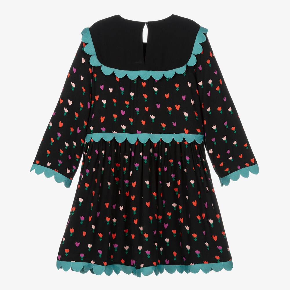 Stella McCartney Kids-Teen Girls Black Tulips & Hearts Dress | Childrensalon Outlet