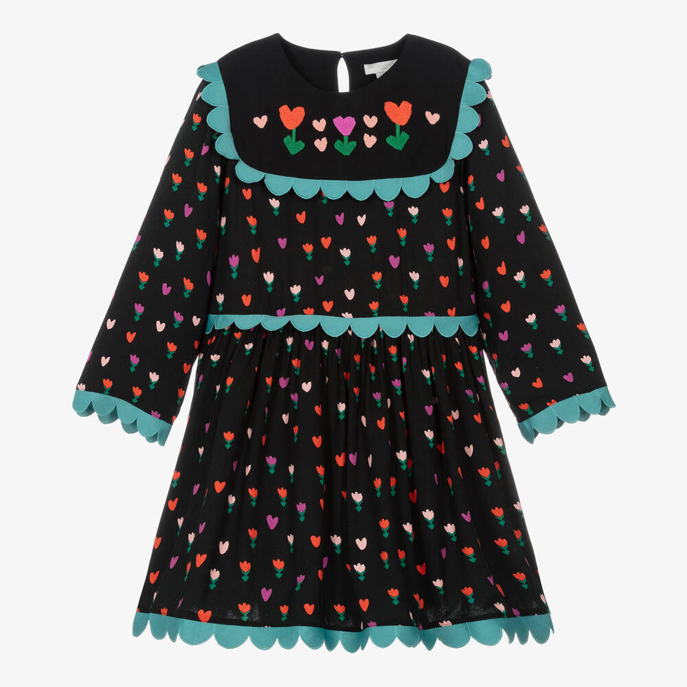 Stella McCartney Kids - Robe noire à tulipes et cœurs ado | Childrensalon