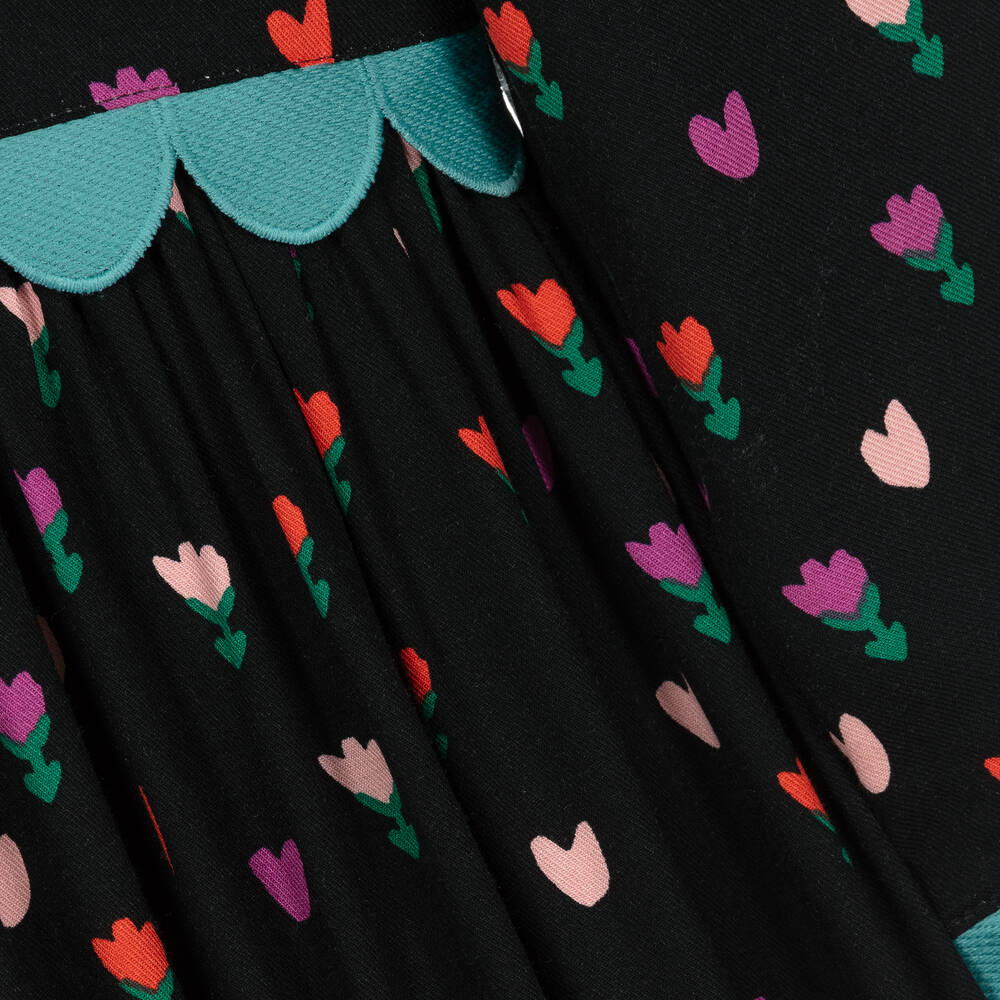 Stella McCartney Kids-Teen Girls Black Tulips & Hearts Dress | Childrensalon Outlet