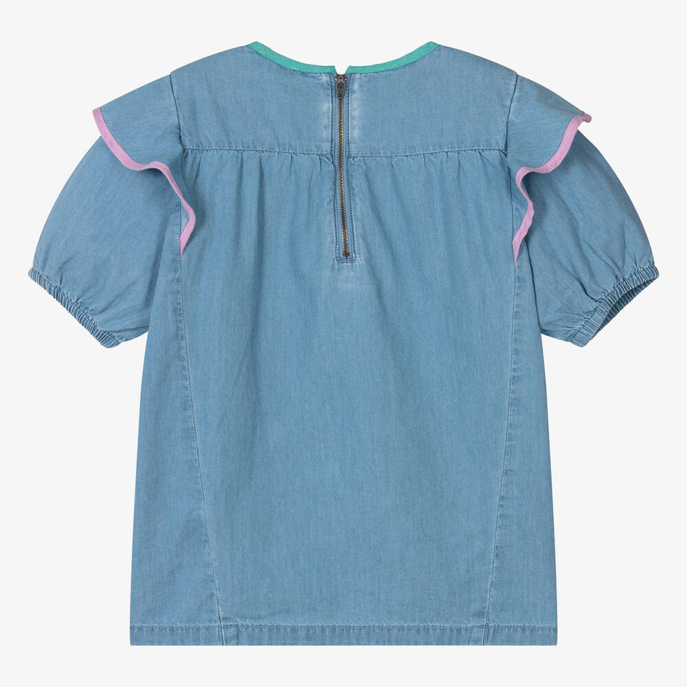 Stella McCartney Kids-بلوز قطن عضوي شامبري لون أزرق للمراهقات | Childrensalon Outlet