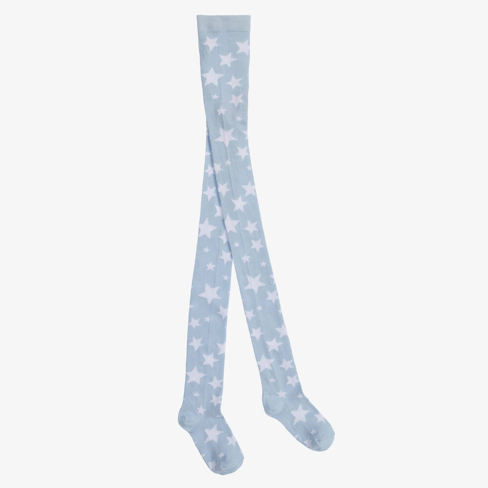 Stella McCartney Kids - Teen Girls Blue Cotton Knit Star Tights | Childrensalon