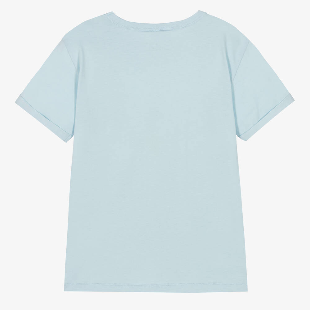 Stella McCartney Kids - Teen Girls Blue Cotton Logo T-Shirt