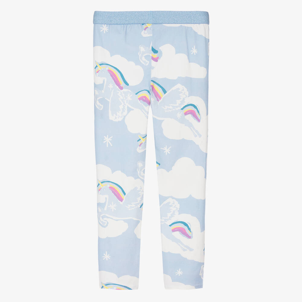Stella McCartney Kids-Teen Girls Blue Cotton Unicorn Leggings | Childrensalon Outlet