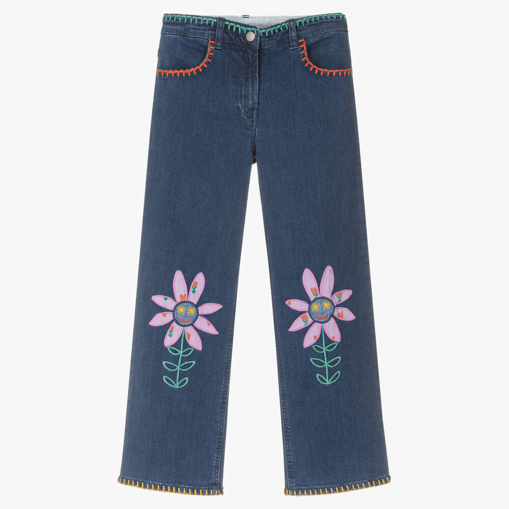 Stella McCartney Kids - Jeans bleu en denim à fleurs ado | Childrensalon