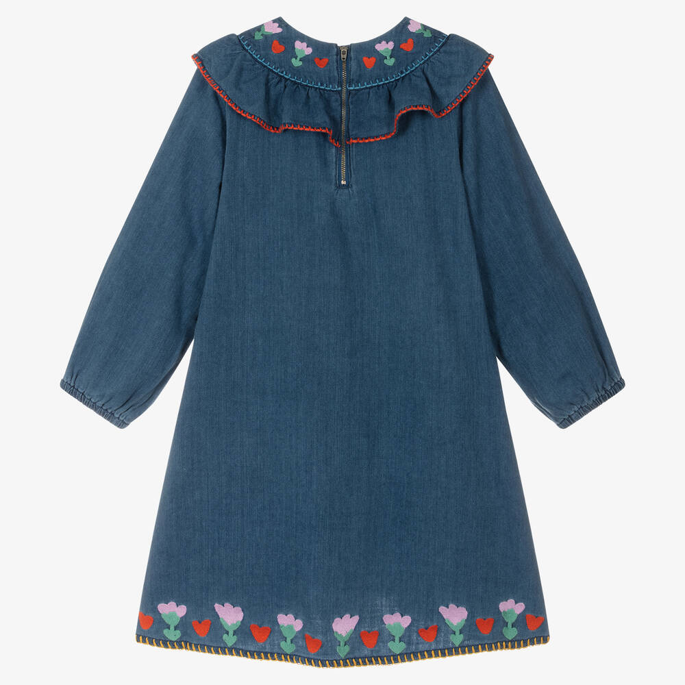 Stella McCartney Kids-Синее джинсовое платье с вышивкой | Childrensalon Outlet