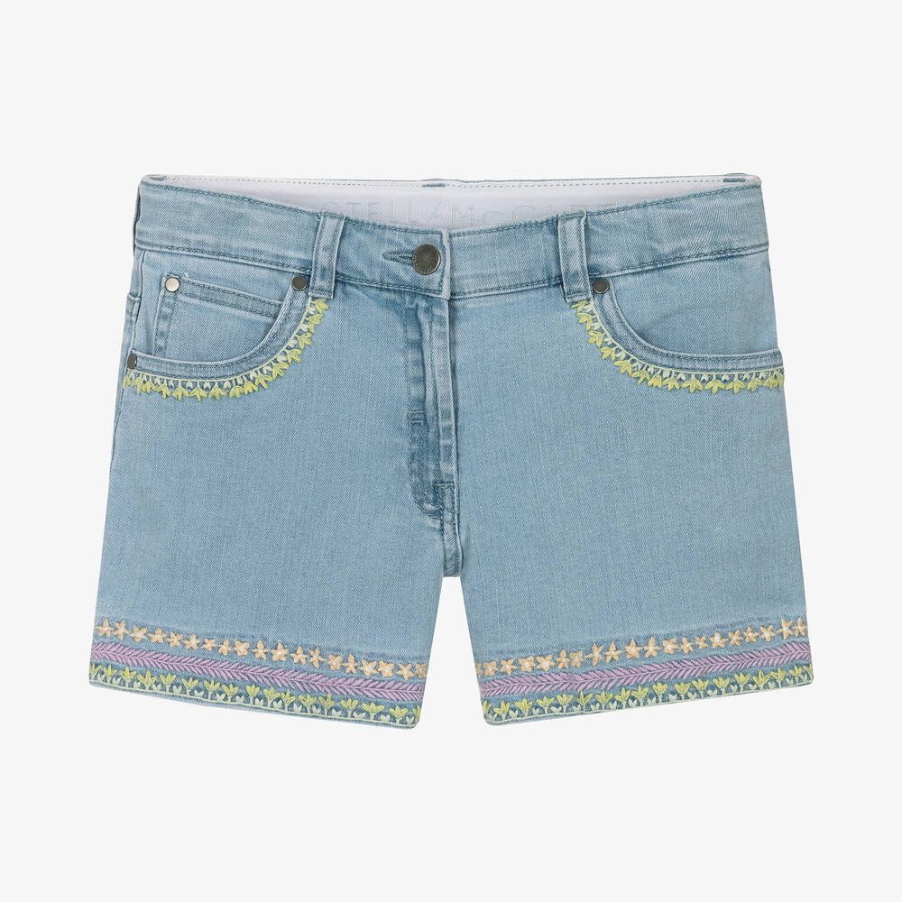Stella McCartney Kids-Голубые джинсовые шорты с вышивкой | Childrensalon Outlet