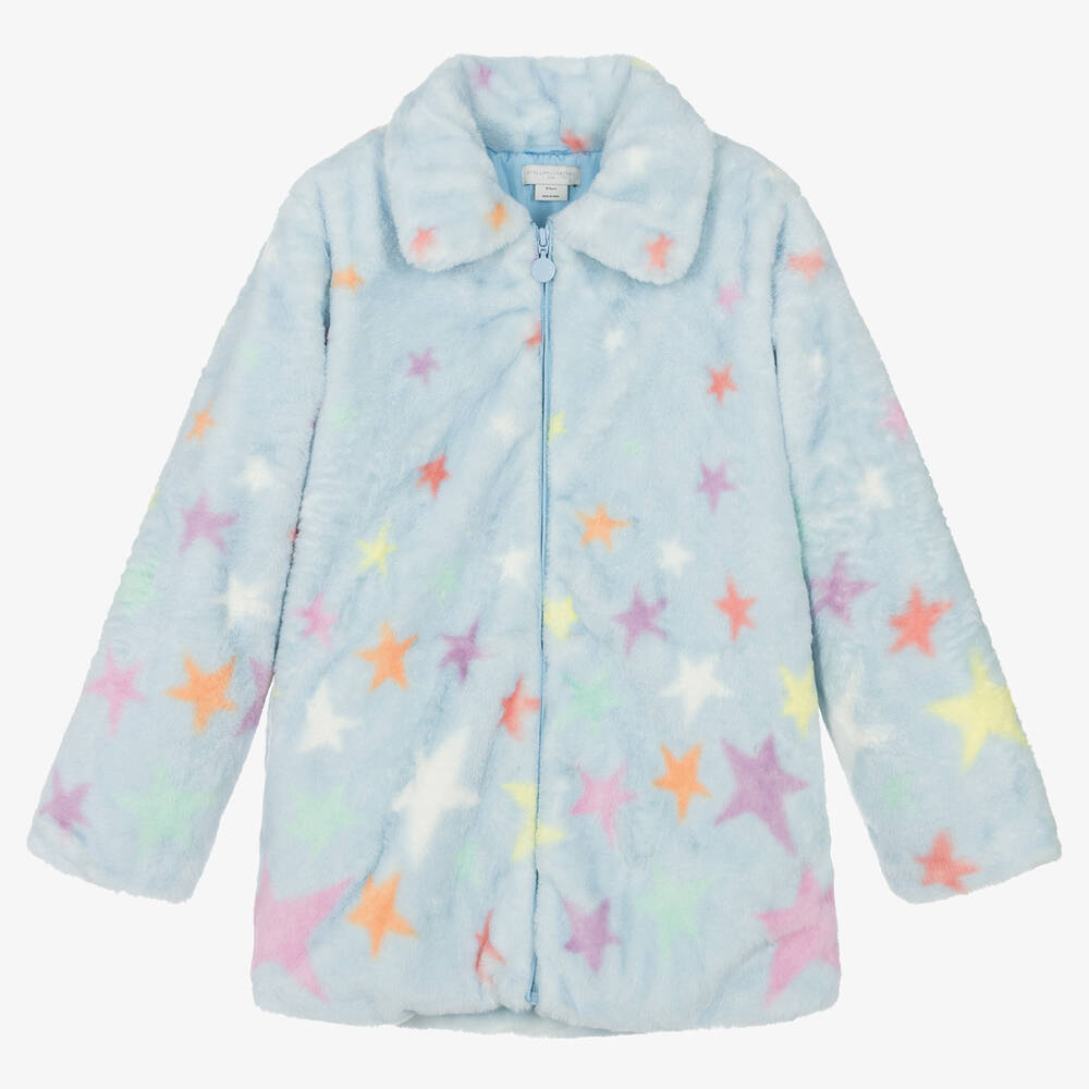 Stella McCartney Kids - معطف فرو صناعي لون أزرق بطبعة نجوم تينز بناتي | Childrensalon
