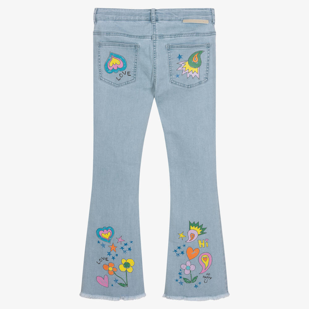 Stella McCartney Kids-Голубые джинсы-клеш для подростков | Childrensalon Outlet
