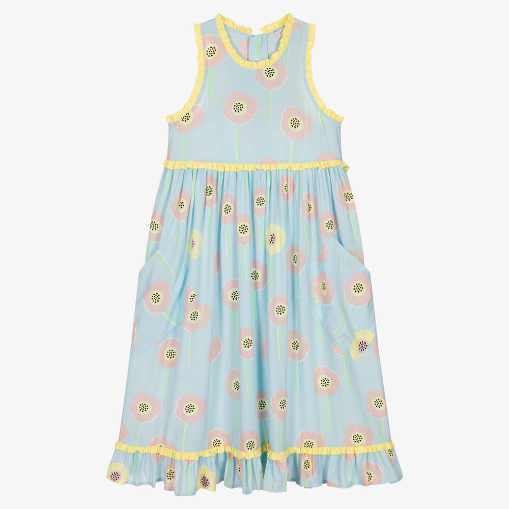 Stella McCartney Kids - Blaues geblümtes Teen Viskosekleid | Childrensalon