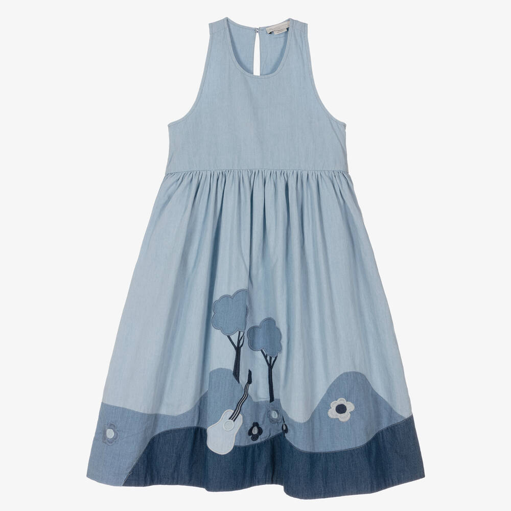 Stella McCartney Kids - Blaues Teen Kleid aus Bio-Denim | Childrensalon