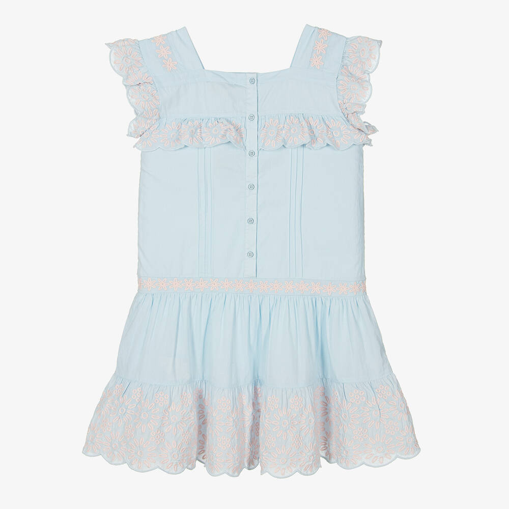 Stella McCartney Kids-Teen Girls Blue & Pink Embrodiered Dress | Childrensalon Outlet
