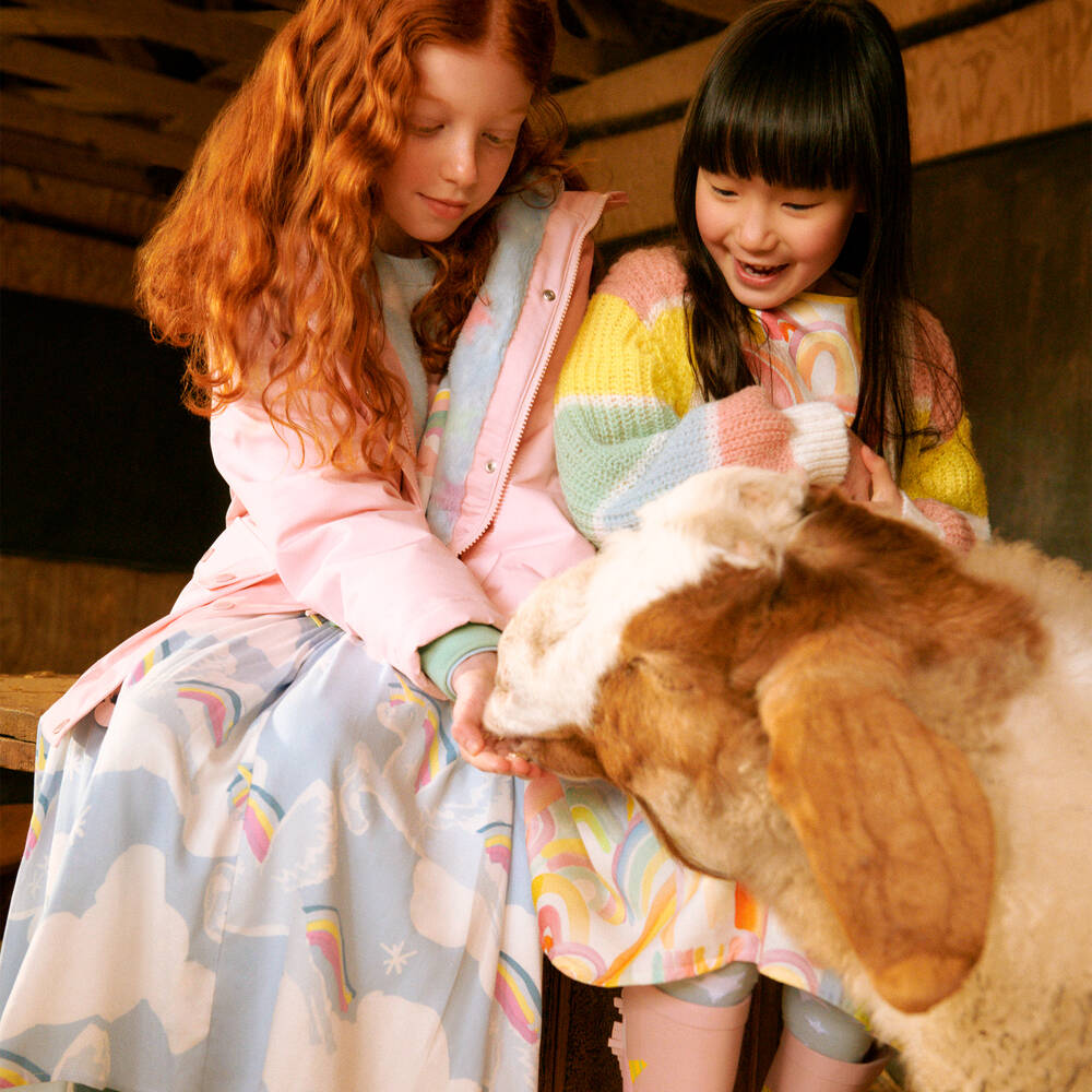 Stella McCartney Kids-Голубая юбка с радугами и единорогами | Childrensalon Outlet