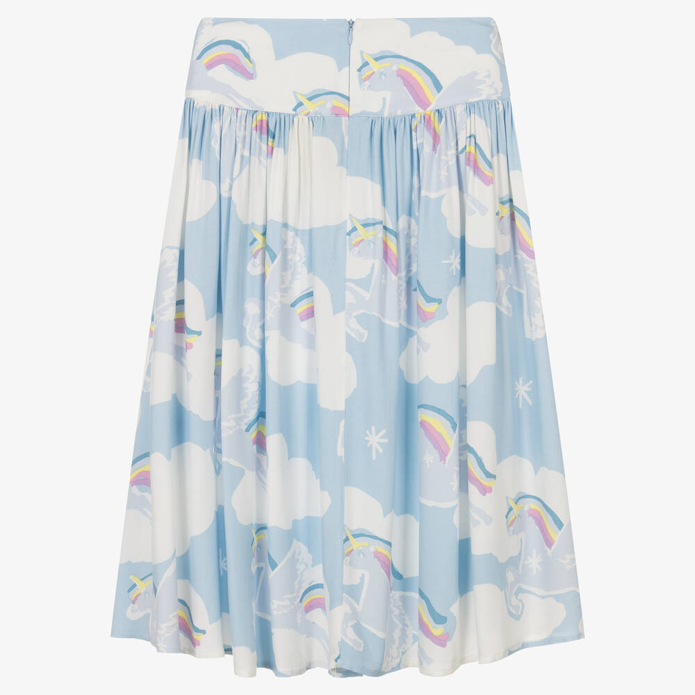 Stella McCartney Kids-Голубая юбка с радугами и единорогами | Childrensalon Outlet