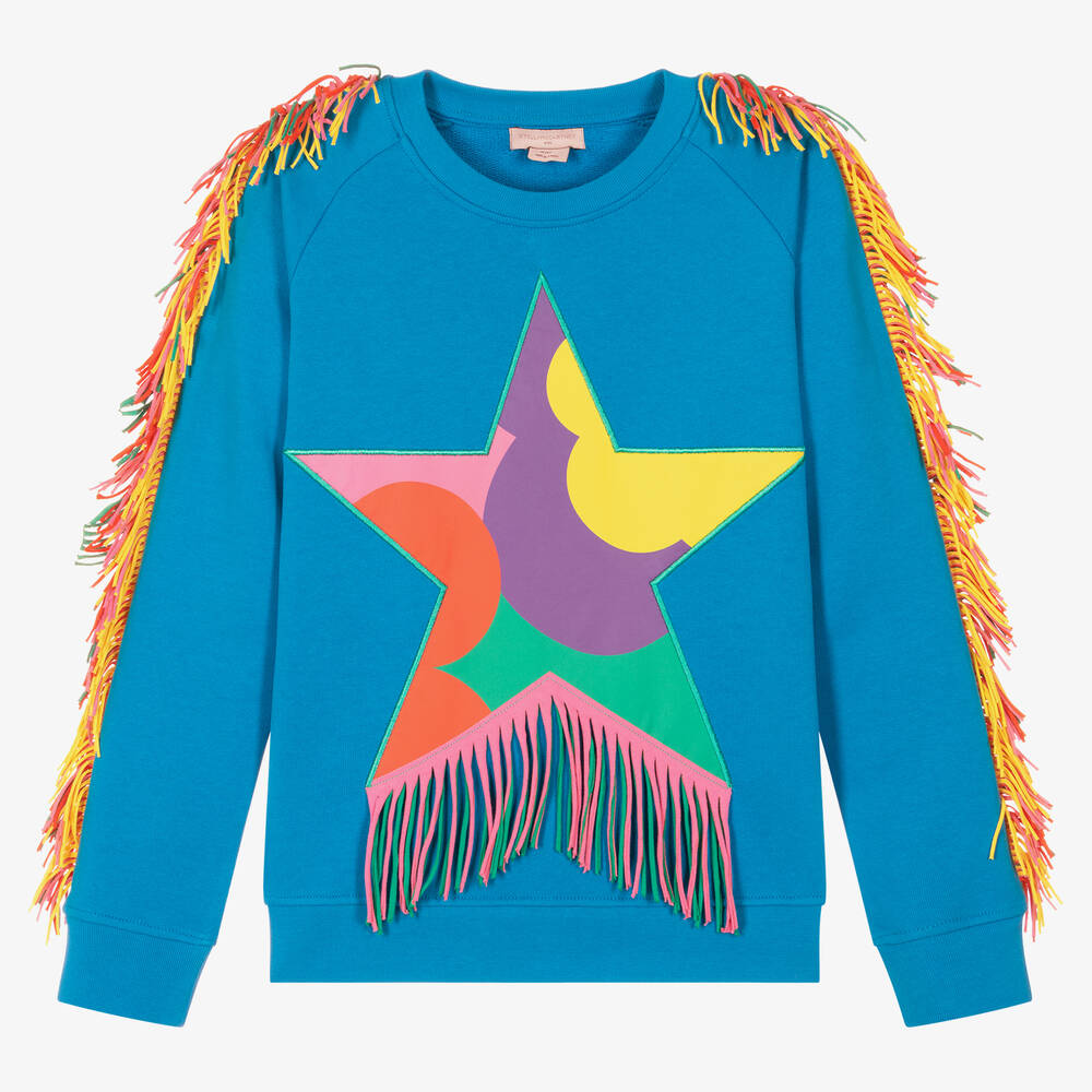 Stella McCartney Kids - Sweat bleu à franges et étoile ado | Childrensalon