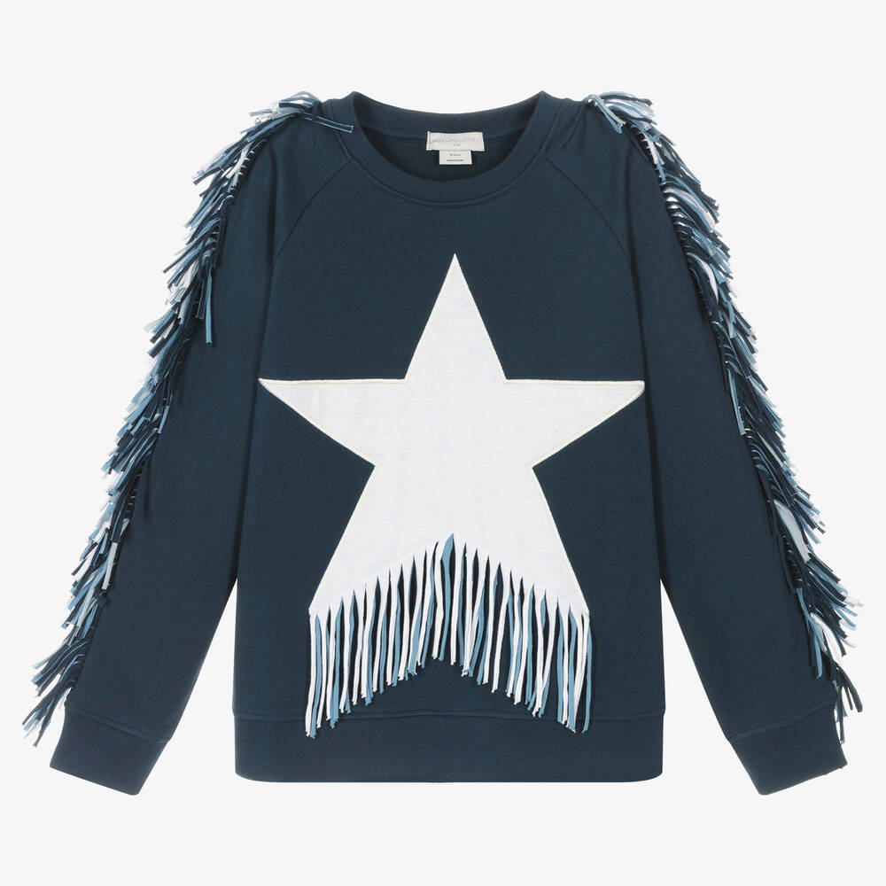 Stella McCartney Kids - Blaues Teen Fransenstern-Sweatshirt | Childrensalon