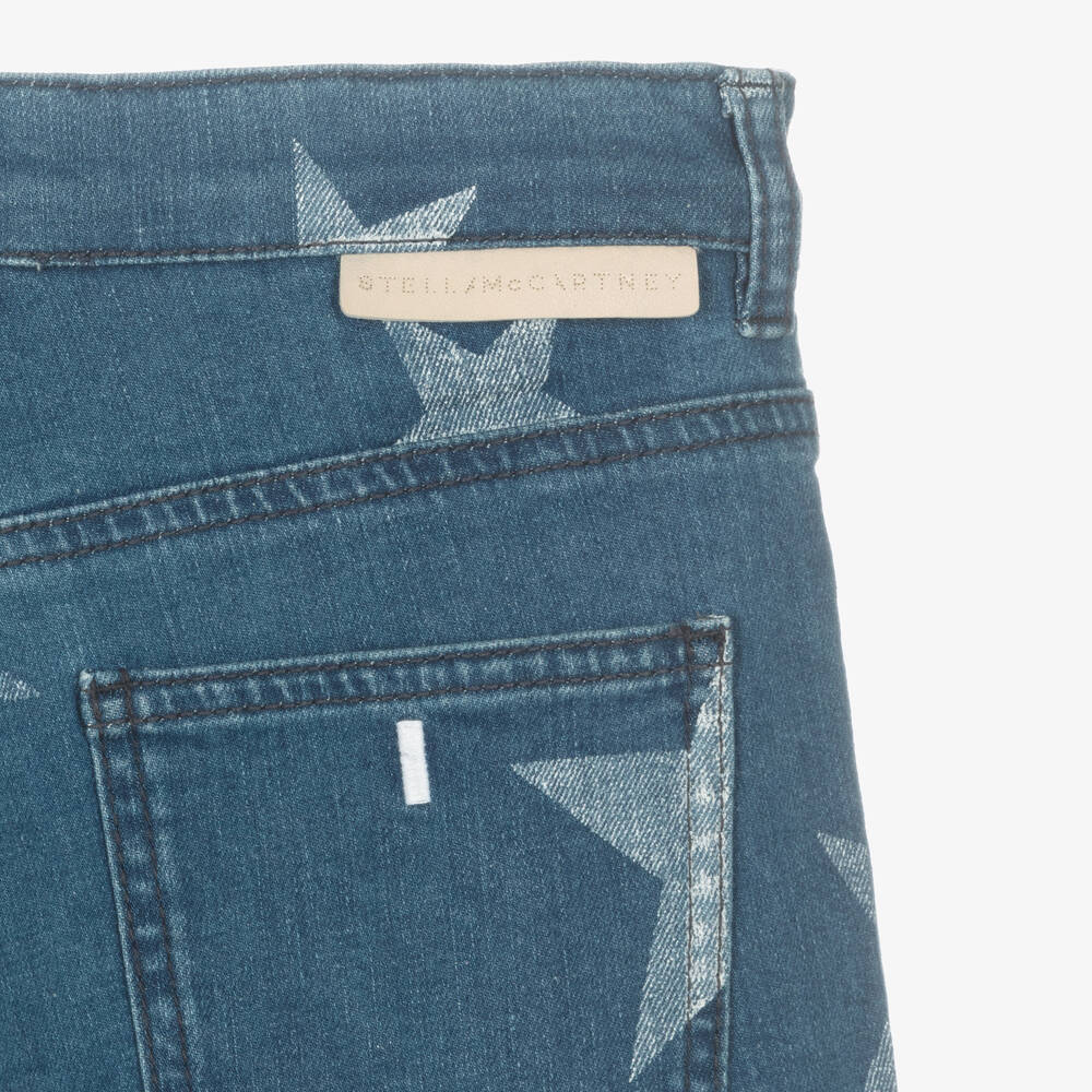 Stella McCartney Kids-Teen Girls Blue Star Print Denim Shorts | Childrensalon Outlet