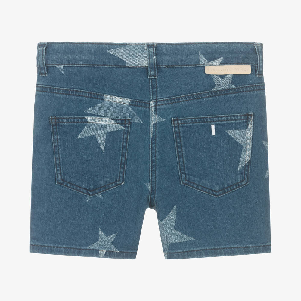 Stella McCartney Kids-Teen Girls Blue Star Print Denim Shorts | Childrensalon Outlet