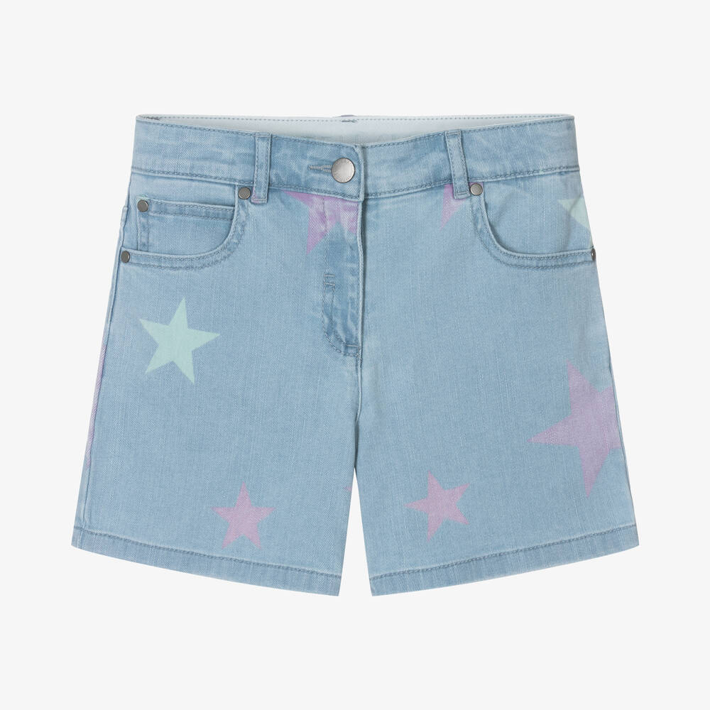 Stella McCartney Kids-Teen Girls Blue Star Print Denim Shorts | Childrensalon Outlet