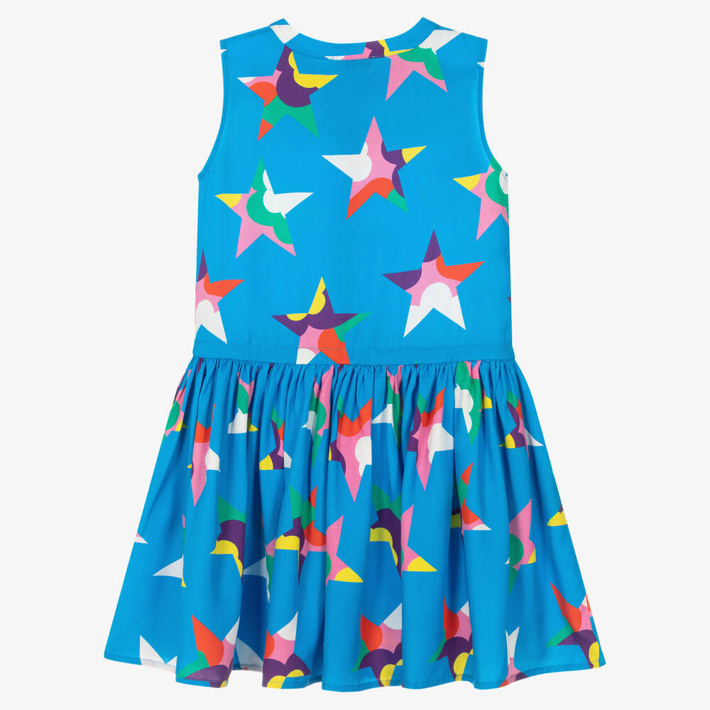 Stella McCartney Kids-فستان تينز بناتي ليوسيل تويل لون أزرق | Childrensalon Outlet
