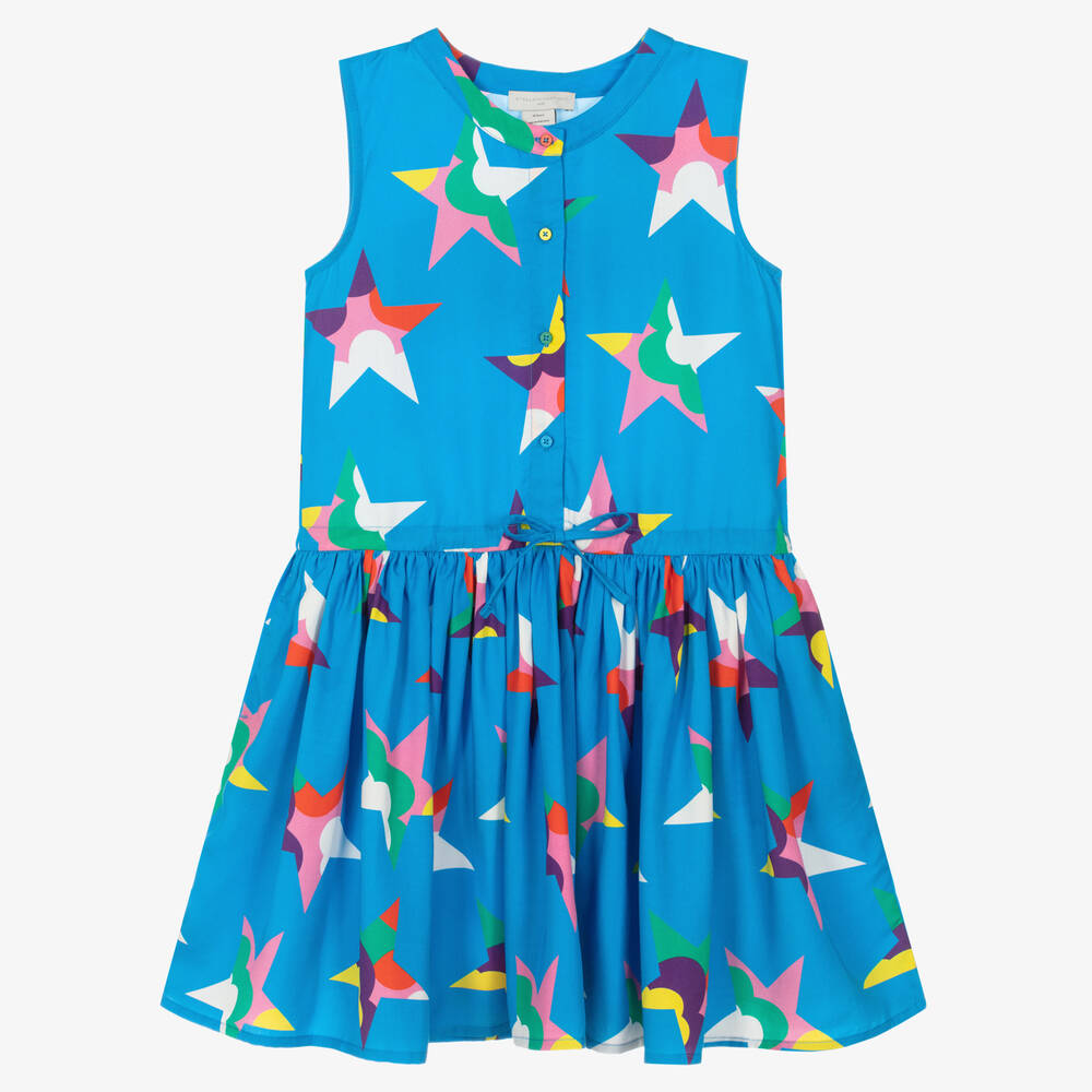 Stella McCartney Kids - فستان تينز بناتي ليوسيل تويل لون أزرق | Childrensalon