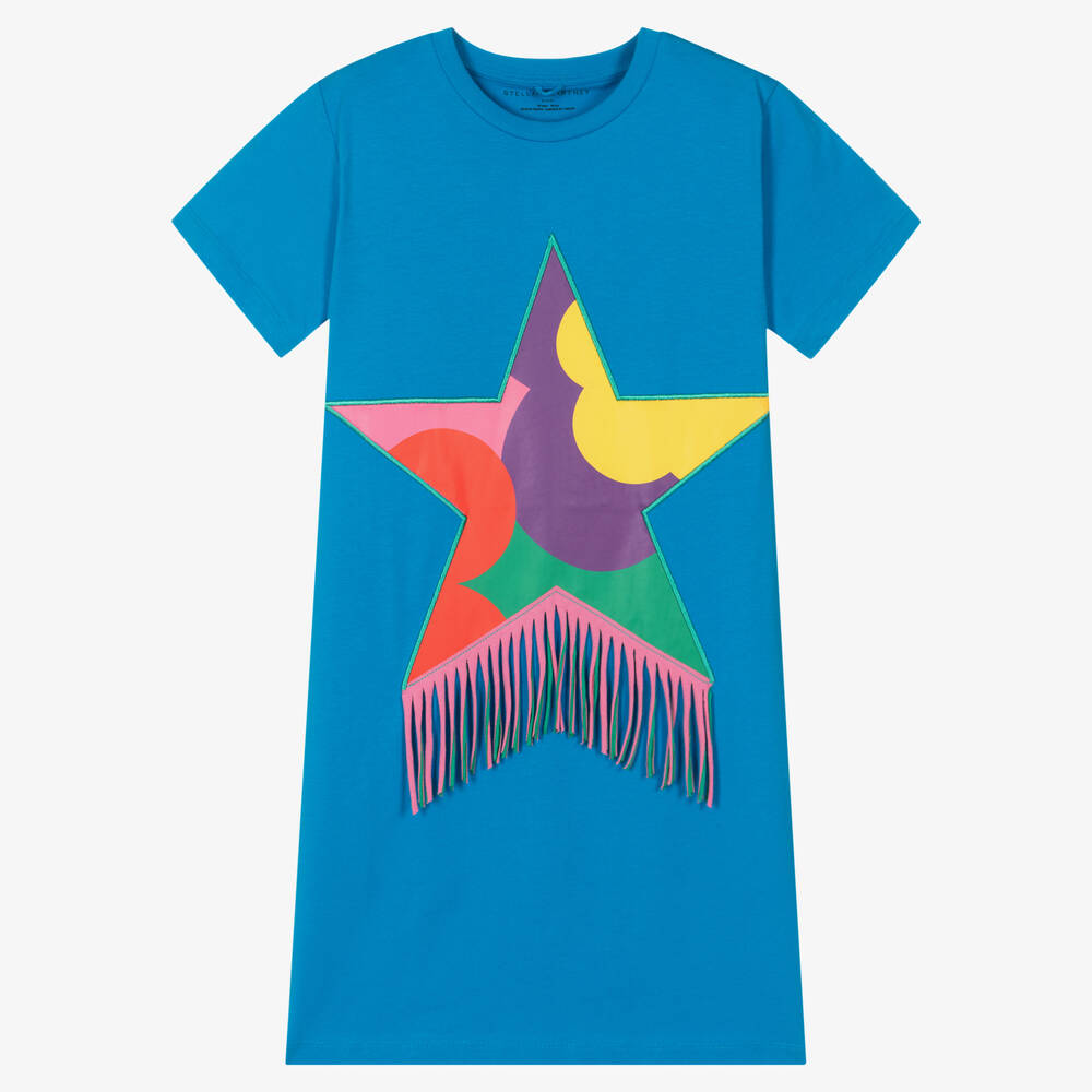 Stella McCartney Kids - Blaues Teen T-Shirt-Kleid mit Stern | Childrensalon