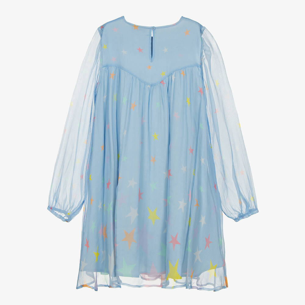 Stella McCartney Kids-Teen Girls Blue Stars Silk Chiffon Dress | Childrensalon Outlet