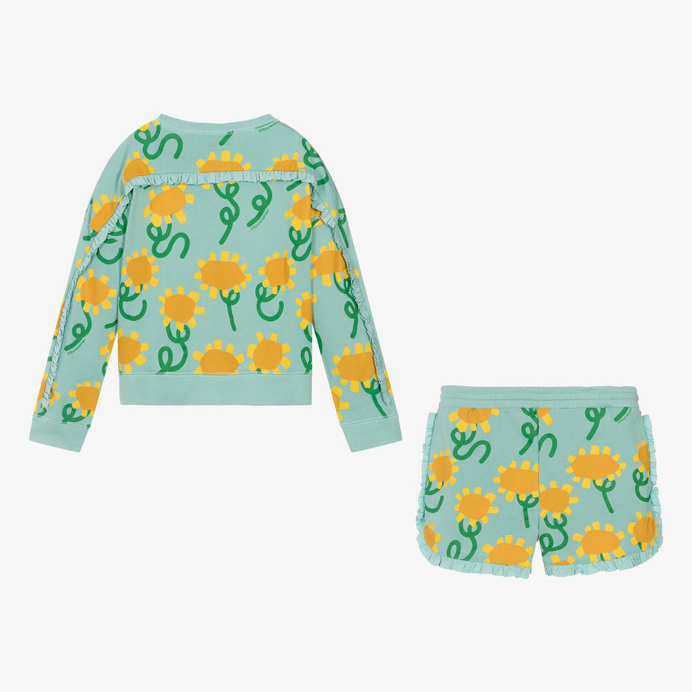 Stella McCartney Kids-طقم شورت قطن عضوي لون أزرق أكوا للمراهقات | Childrensalon Outlet