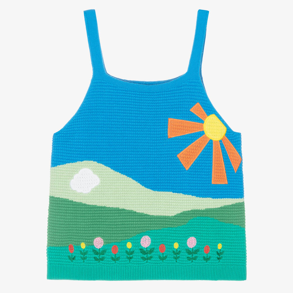 Stella McCartney Kids - Teen Girls Blue Sunshine Knit Top | Childrensalon