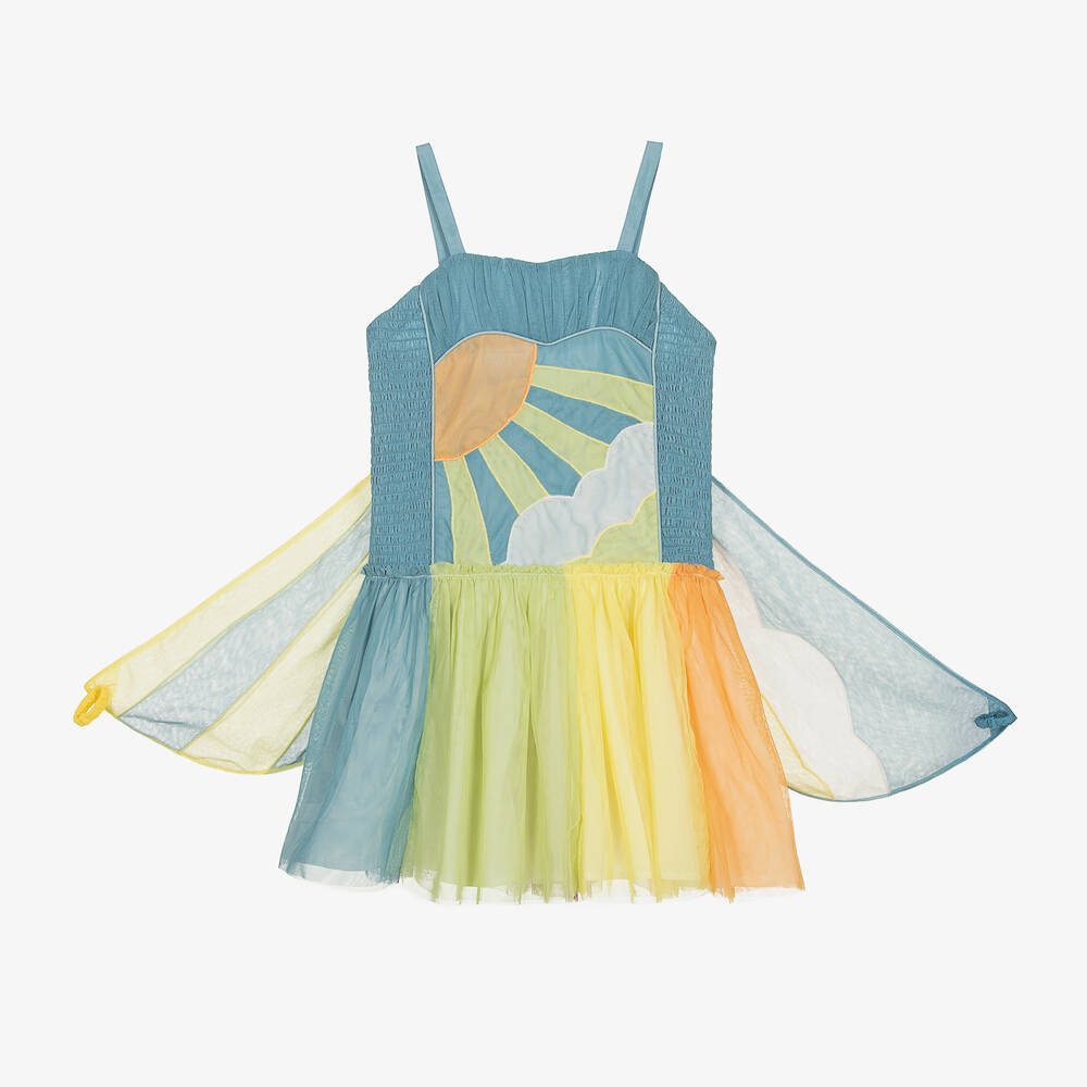 Stella McCartney Kids - Blaues Flügel-Regenbogen-Tüllkleid | Childrensalon