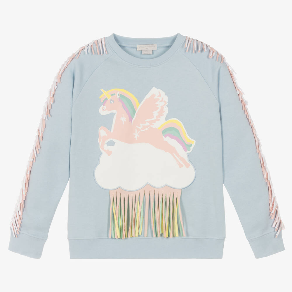 Stella McCartney Kids-سويتشيرت تينز بناتي قطن عضوي لون أزرق فاتح | Childrensalon Outlet