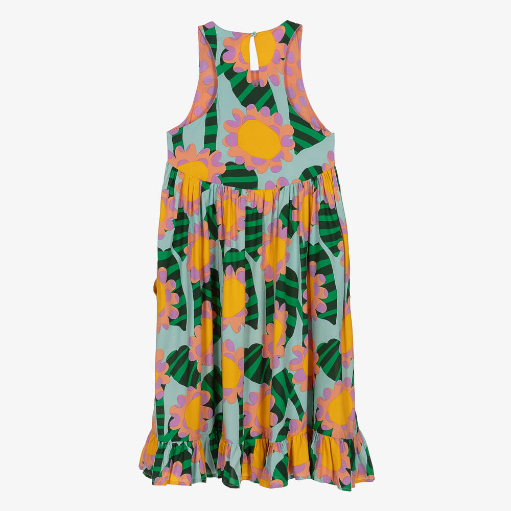 Stella McCartney Kids-Teen Girls Blue Viscose Sunflower Dress | Childrensalon Outlet