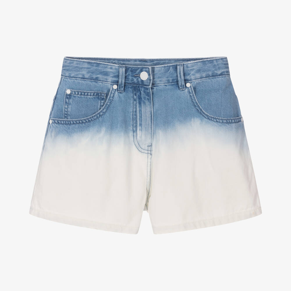 Stella McCartney Kids - Teen Girls Blue & White Ombré Denim Shorts | Childrensalon