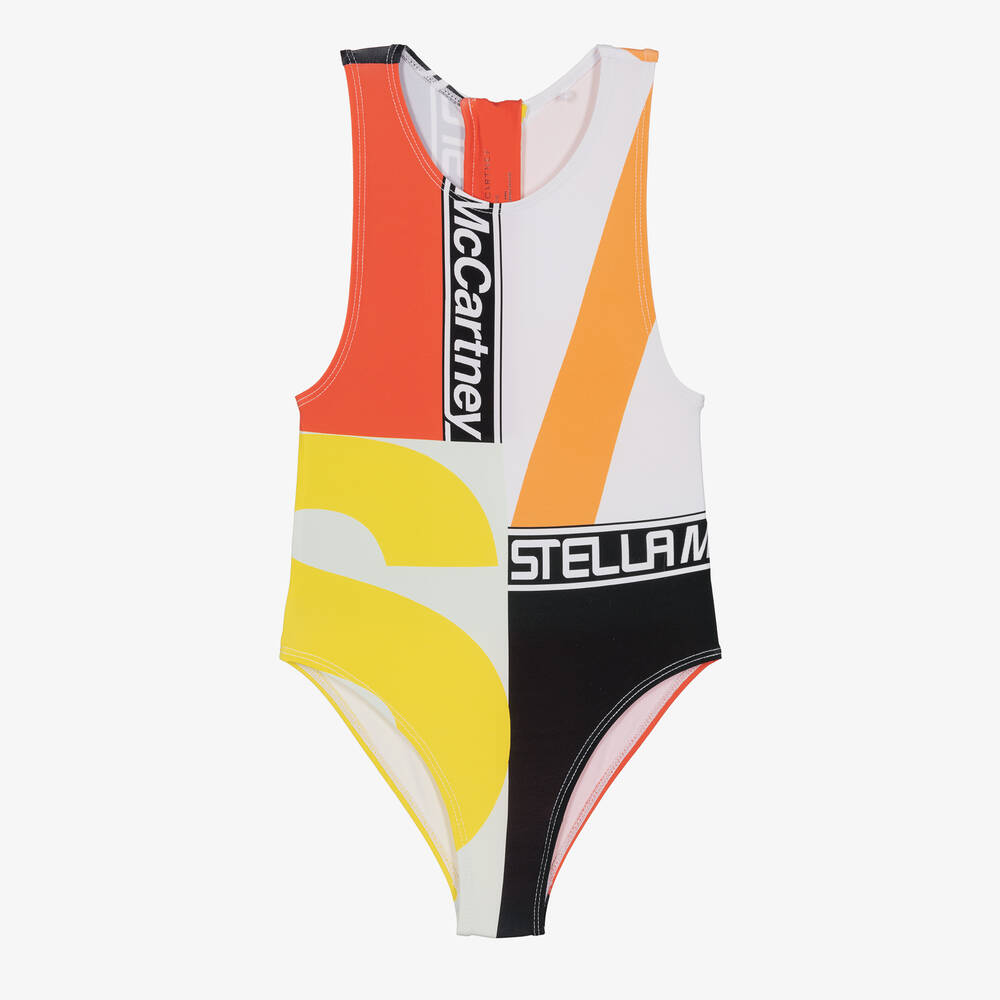 Stella McCartney Kids - Teen Girls Colourblock Logo Swimsuit (UPF50+) | Childrensalon