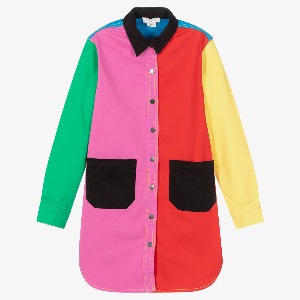 Stella McCartney Kids - Платье-рубашка с цветовыми блоками | Childrensalon