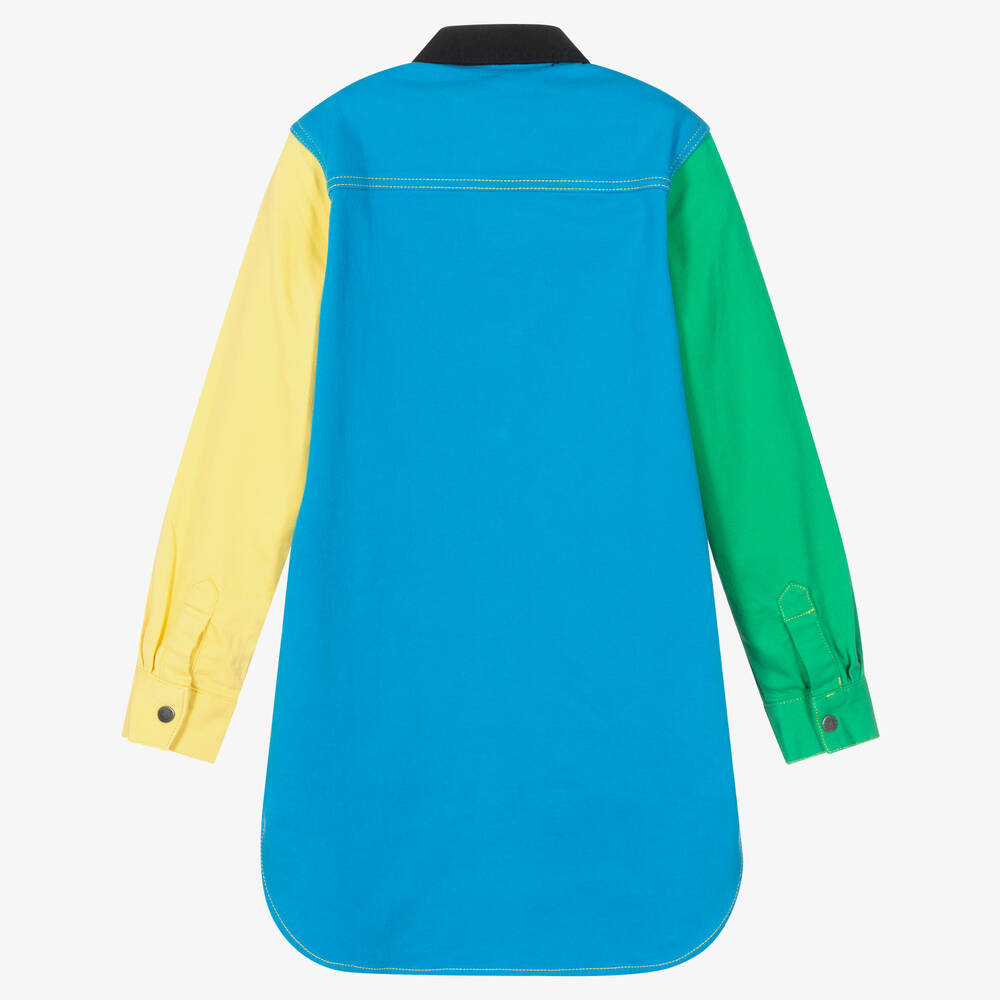 Stella McCartney Kids-فستان قميص قطن عضوي تويل بألوان بلوك | Childrensalon Outlet