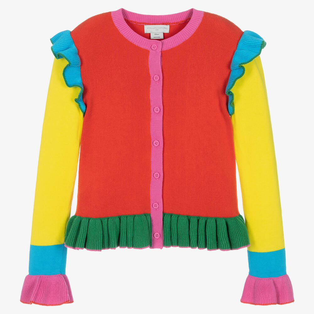 Stella McCartney Kids - كارديغان تينز بناتي قطن عضوي محبوك بألوان بلوك | Childrensalon