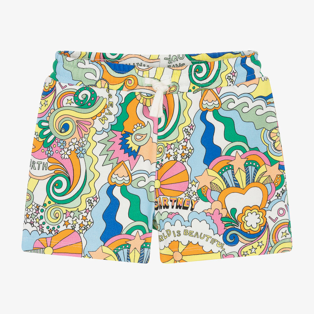 Stella McCartney Kids-شورت تينز بناتي قطن عضوي لون أبيض | Childrensalon Outlet