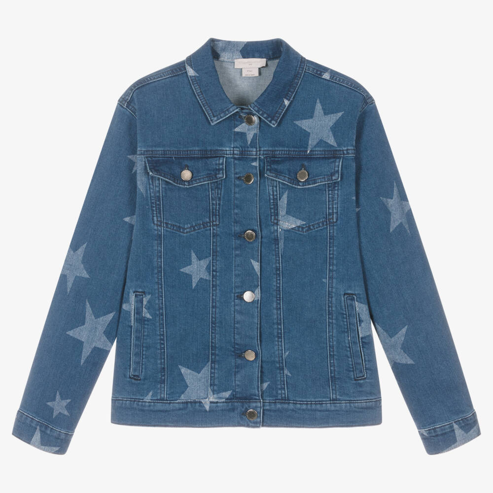 Stella McCartney Kids-Teen Girls Dark Blue Star Print Denim Jacket | Childrensalon Outlet