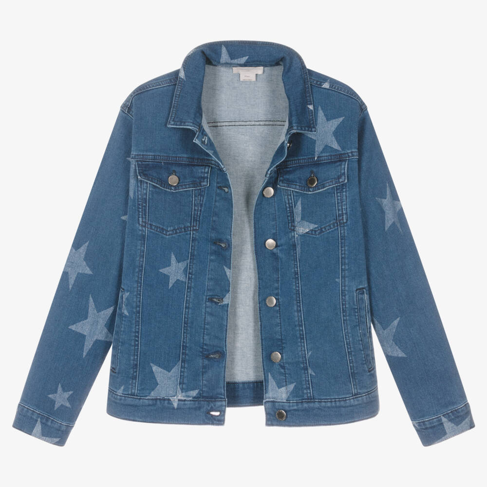 Stella McCartney Kids-Teen Girls Dark Blue Star Print Denim Jacket | Childrensalon Outlet