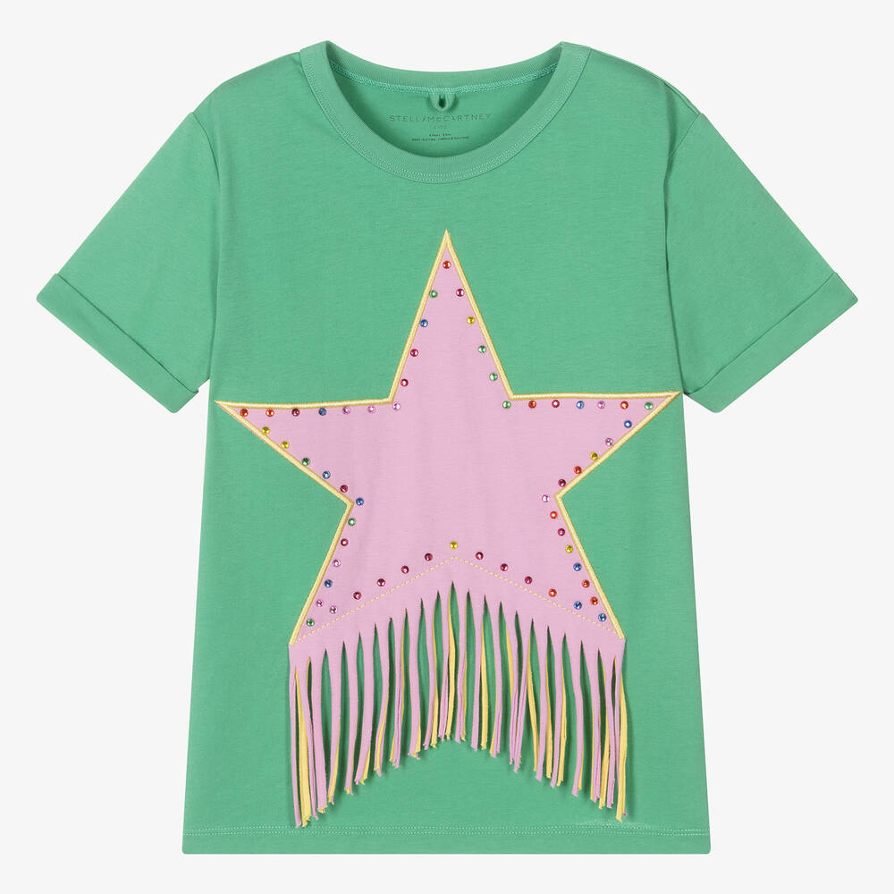 Stella McCartney Kids-Teen Girls Green Cotton Star T-Shirt | Childrensalon Outlet