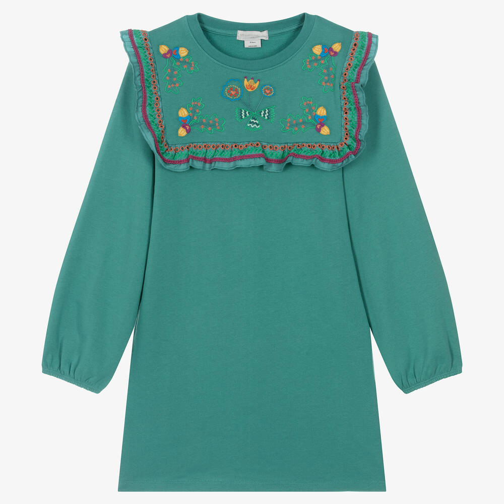 Stella McCartney Kids-Teen Girls Green Embroidered Acorn Dress | Childrensalon Outlet
