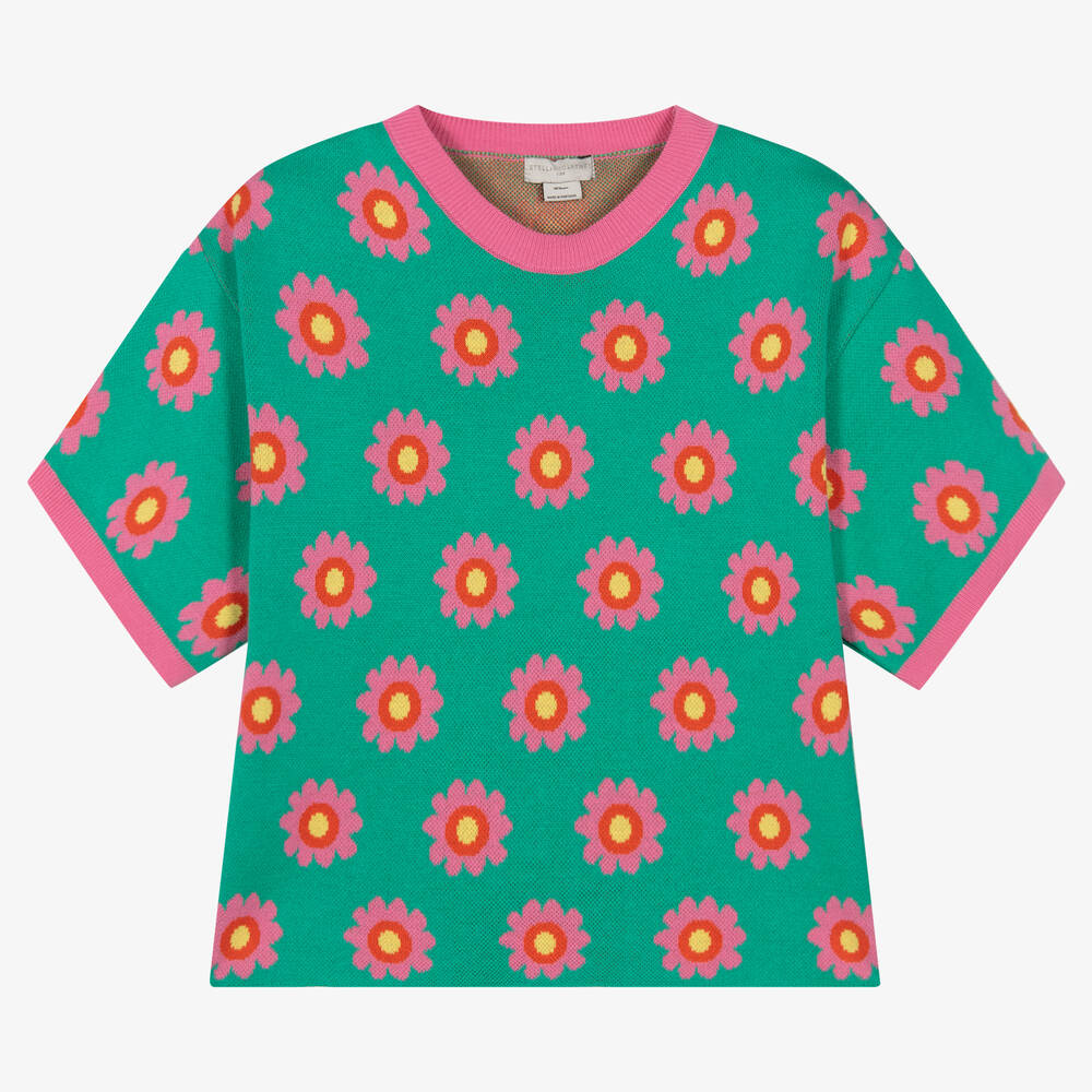 Stella McCartney Kids - Teen Girls Green & Pink Flowers Top | Childrensalon