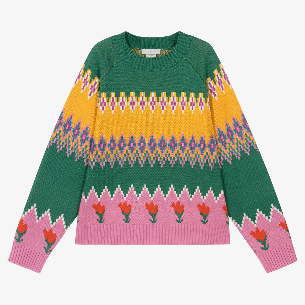 Stella McCartney Kids - Teen Girls Green & Pink Tulip Sweater | Childrensalon
