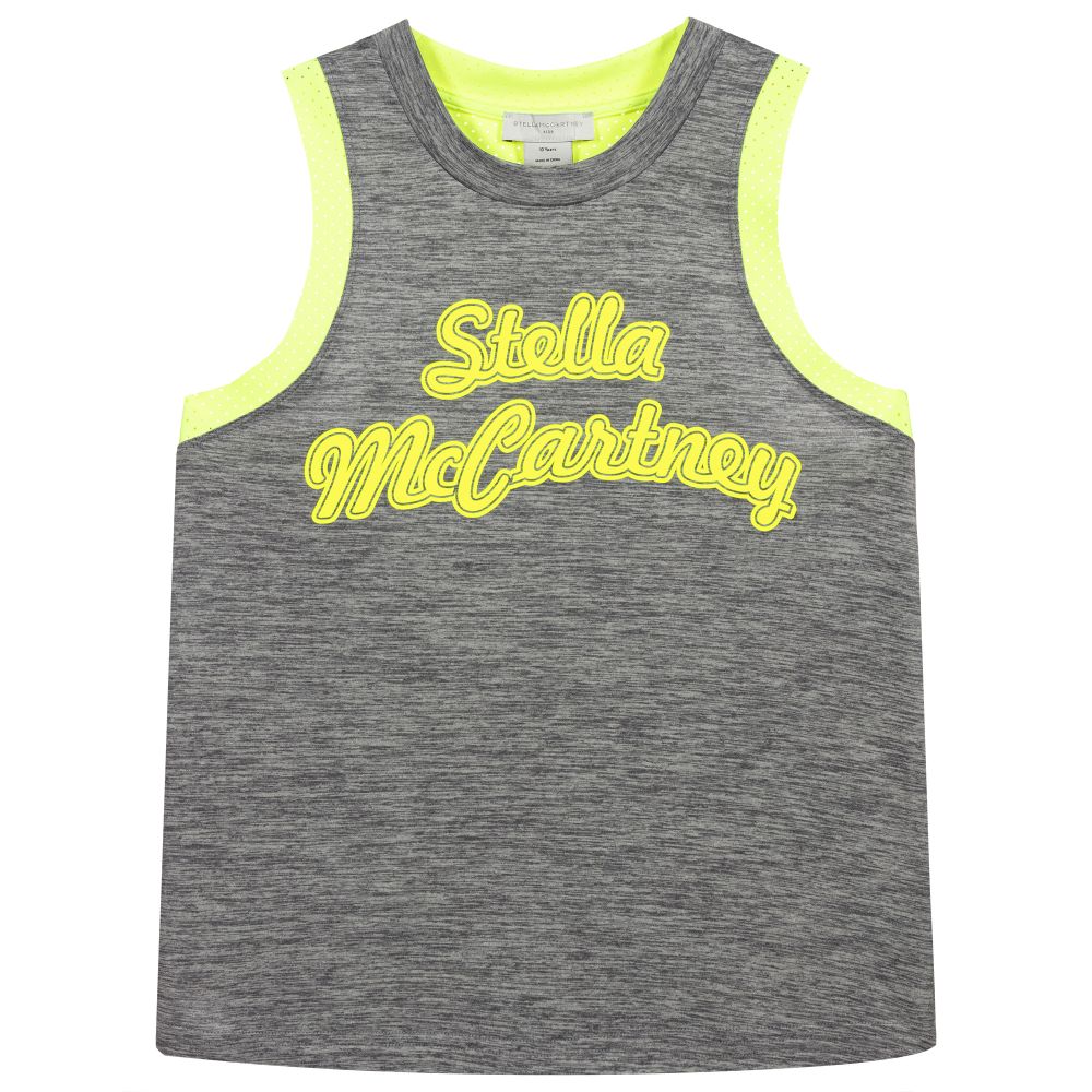 Stella McCartney Kids Teen Girls Grey Logo Vest Top Childrensalon Outlet